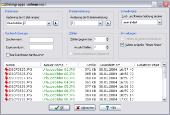 Details zur Funktion "Dateigruppe umbenennen"